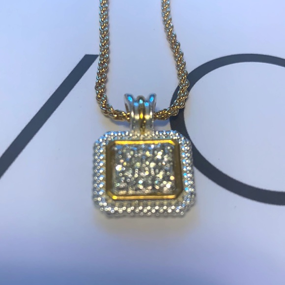 Vintage Avon Pave Rope Necklace with two tone removable Rhinestone Pendant - Picture 11 of 13